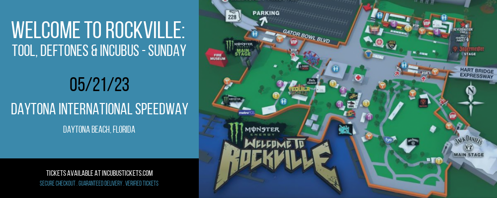 Welcome To Rockville: Tool, Deftones & Incubus - Sunday at Incubus Tickets tickets Welcome To Rockville: Tool, Deftones & Incubus - Sunday at Incubus Tickets